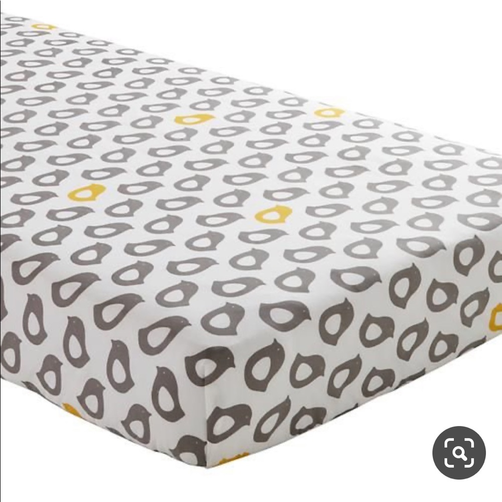 Land of Nod Gray/Yellow Penguin Fitted Crib Sheet